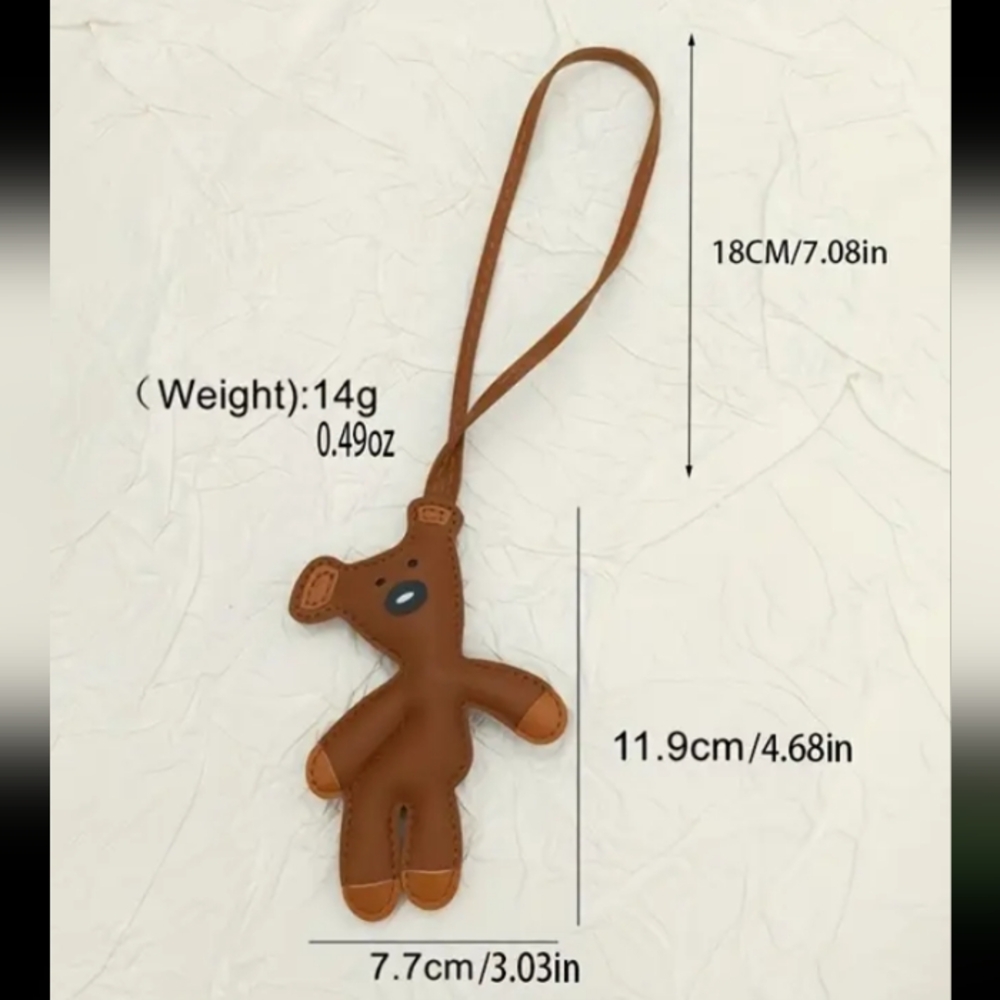 Teddy Bear Shaped Faux Leather Keychain Bag Charm 🧸 - Picture 10 of 10